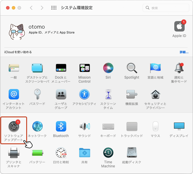 システム環境設定画面が表示されたら「ソフトウェア・アップデート」アイコンをクリック。