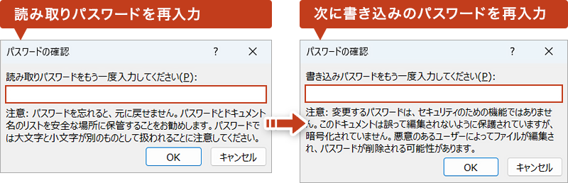 パスワード確認のため、もう一度同じパスワード入力が求められます。